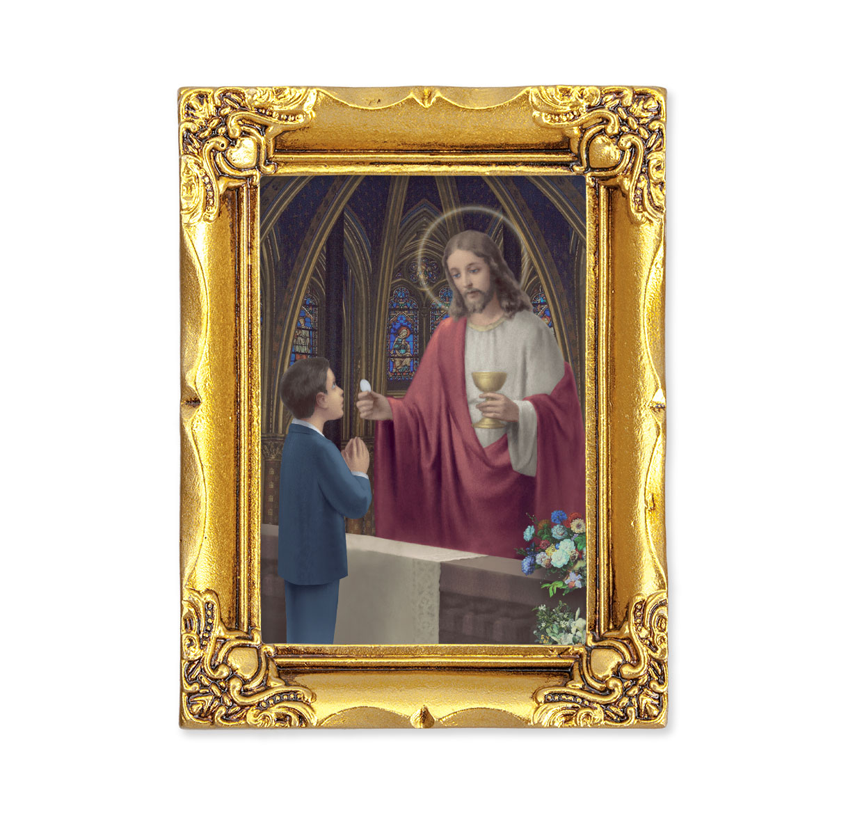 Communion Boy Antique Gold Framed Art