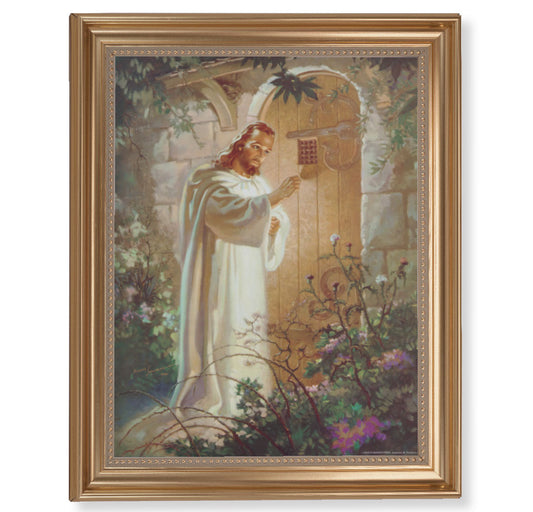 Christ Knocking Gold Framed Art