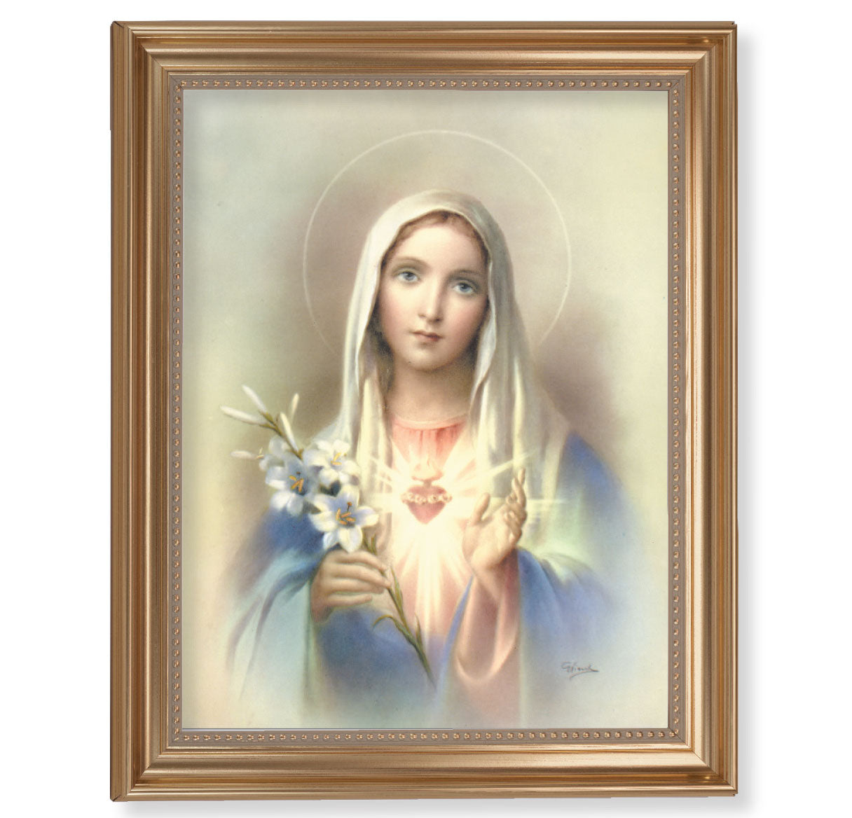 Immaculate Heart of Mary Gold Framed Art