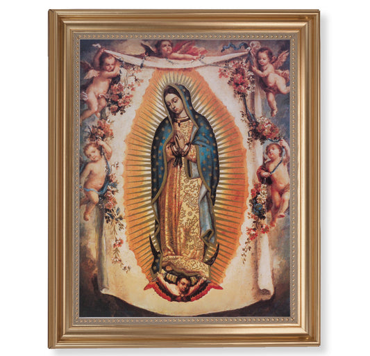 Our Lady of Guadalupe with Angels Gold Framed Art