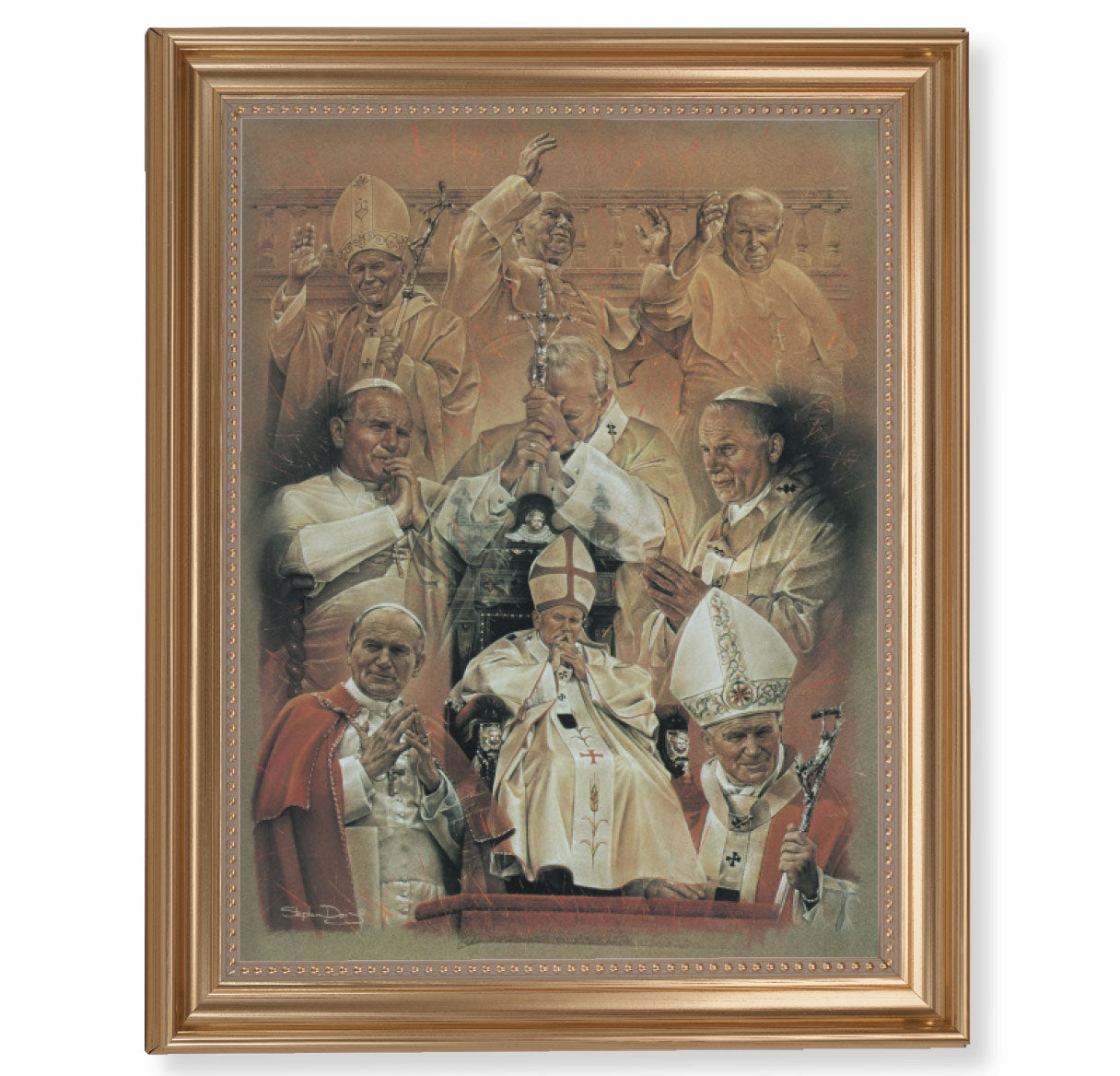 St. John Paul II Collage Gold Framed Art
