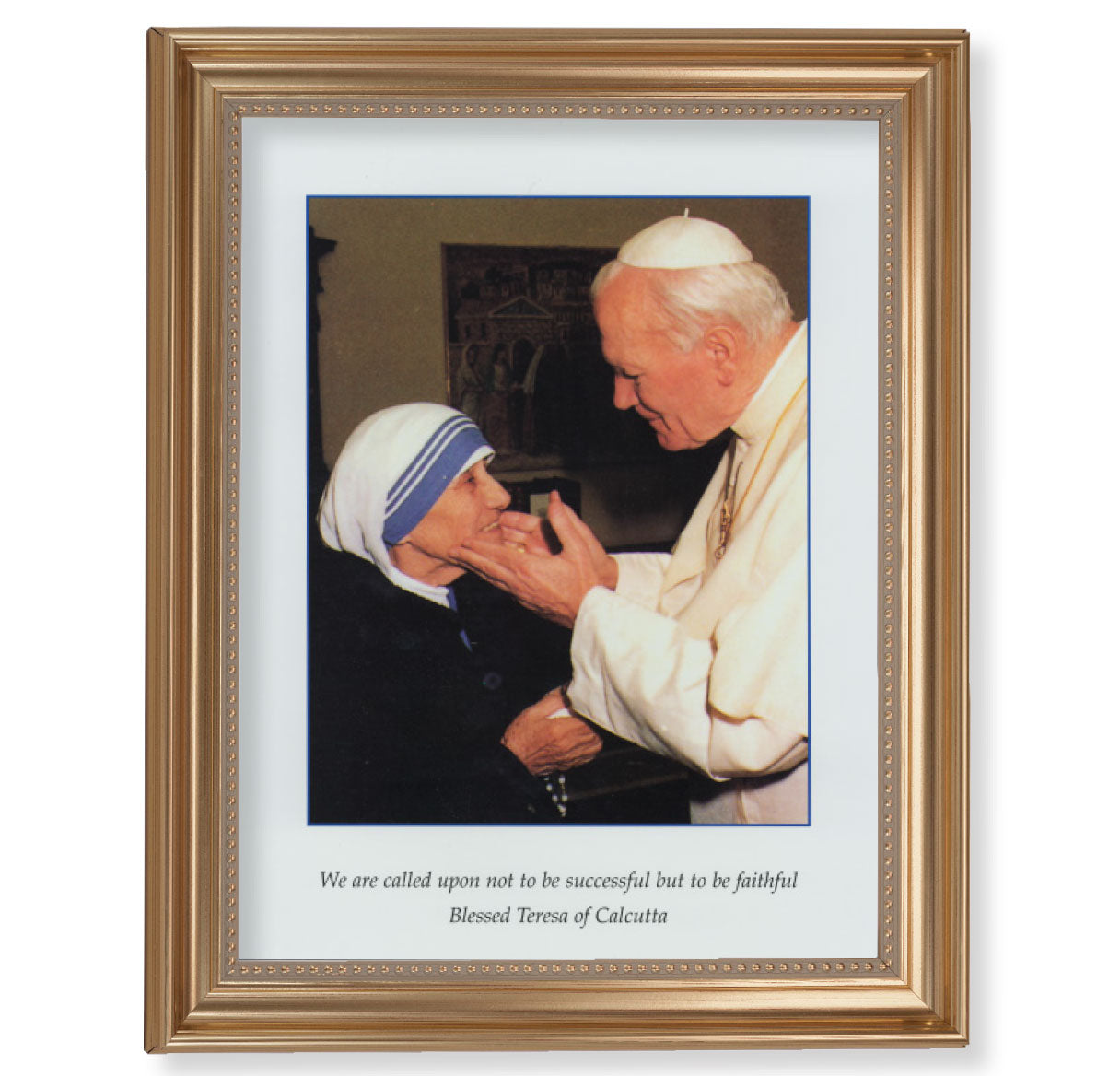 St. John Paul II & Saint Teresa of Calcutta Gold Framed Art