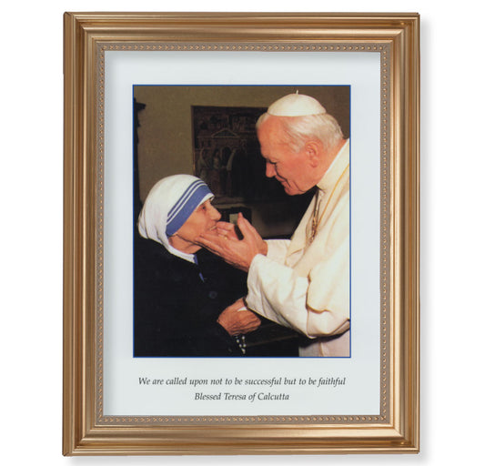 St. John Paul II and Saint Teresa of Calcutta Gold Framed Art