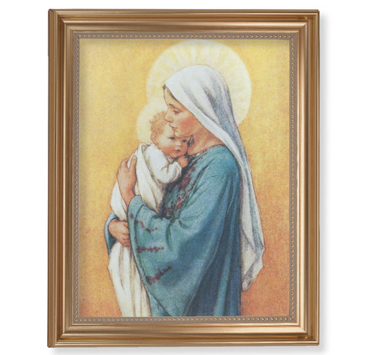 Madonna In Blue Gold Framed Art