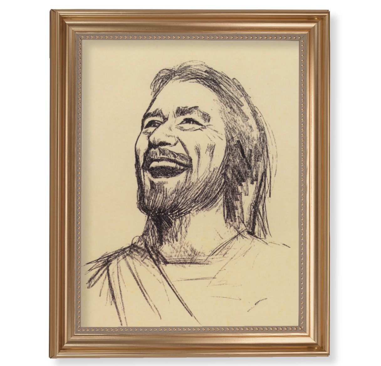 Laughing Christ Gold Framed Art