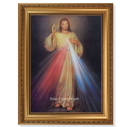Divine Mercy Antique Gold Framed Art