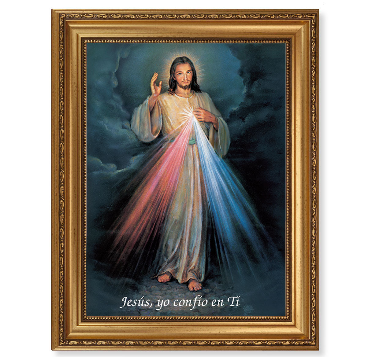 Divine Mercy (Spanish) Antique Gold Framed Art