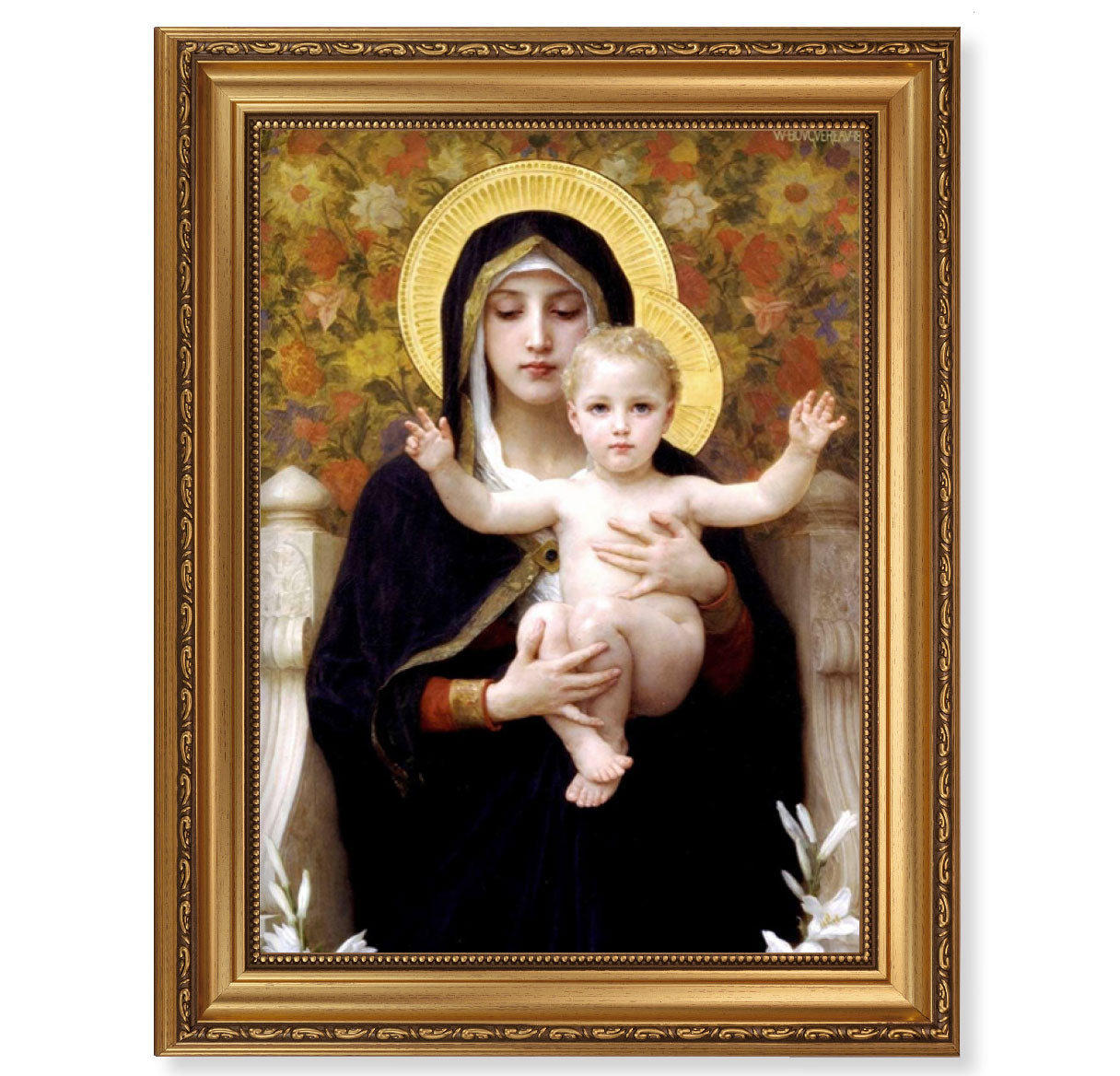 Madonna of the Lilies Antique Gold Framed Art