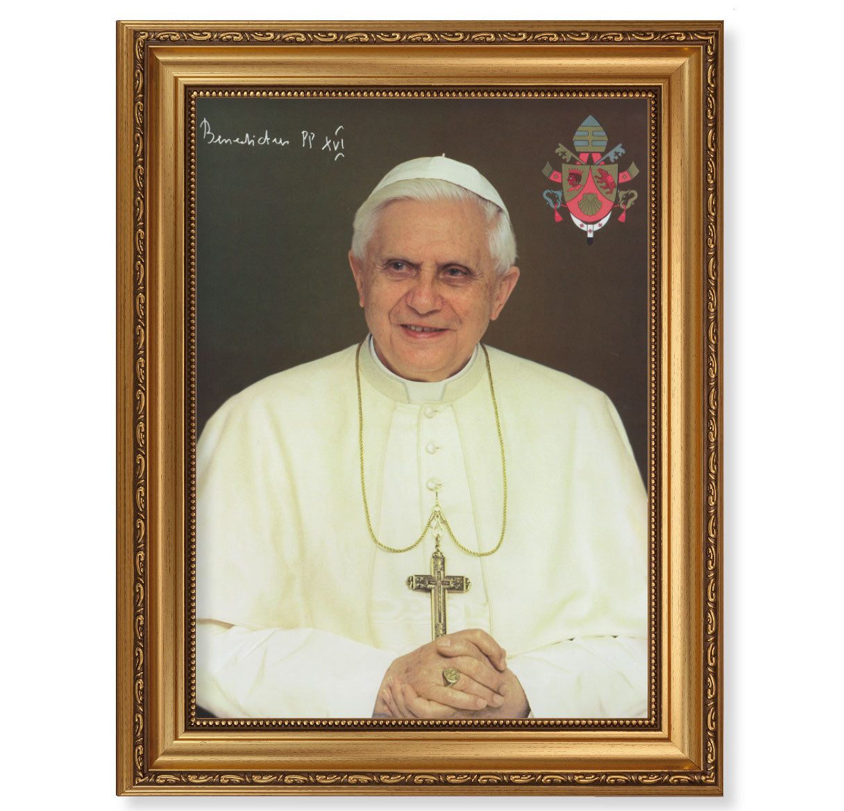 Pope Benedict XVI Antique Gold Framed Art