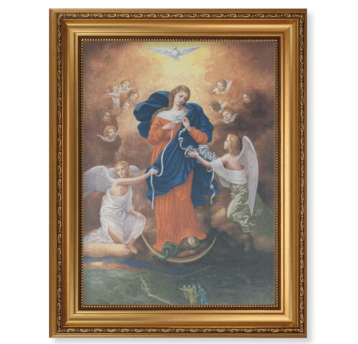 Our Lady Untier of Knots Gold Wood Framed Canvas Art