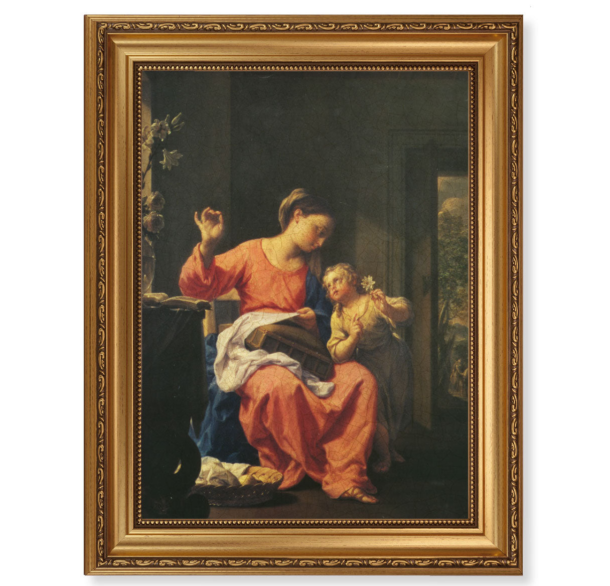 Jesus and Mary Antique Gold Framed Art