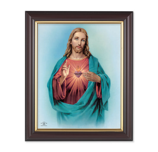 Sacred Heart of Jesus Walnut Framed Art