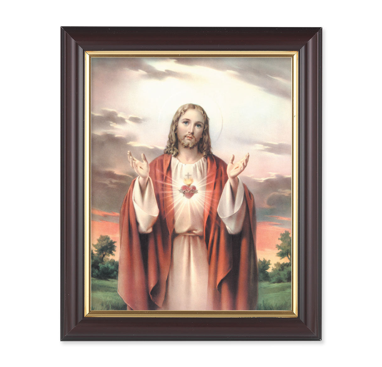 Sacred Heart of Jesus Walnut Framed Art
