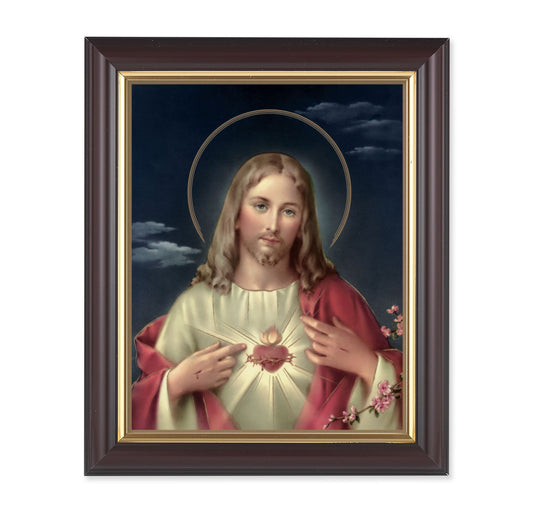Sacred Heart of Jesus Walnut Framed Art