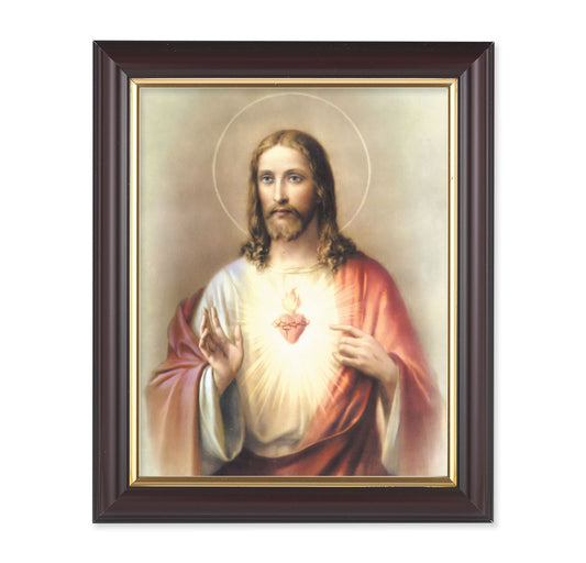 Sacred Heart of Jesus Walnut Framed Art