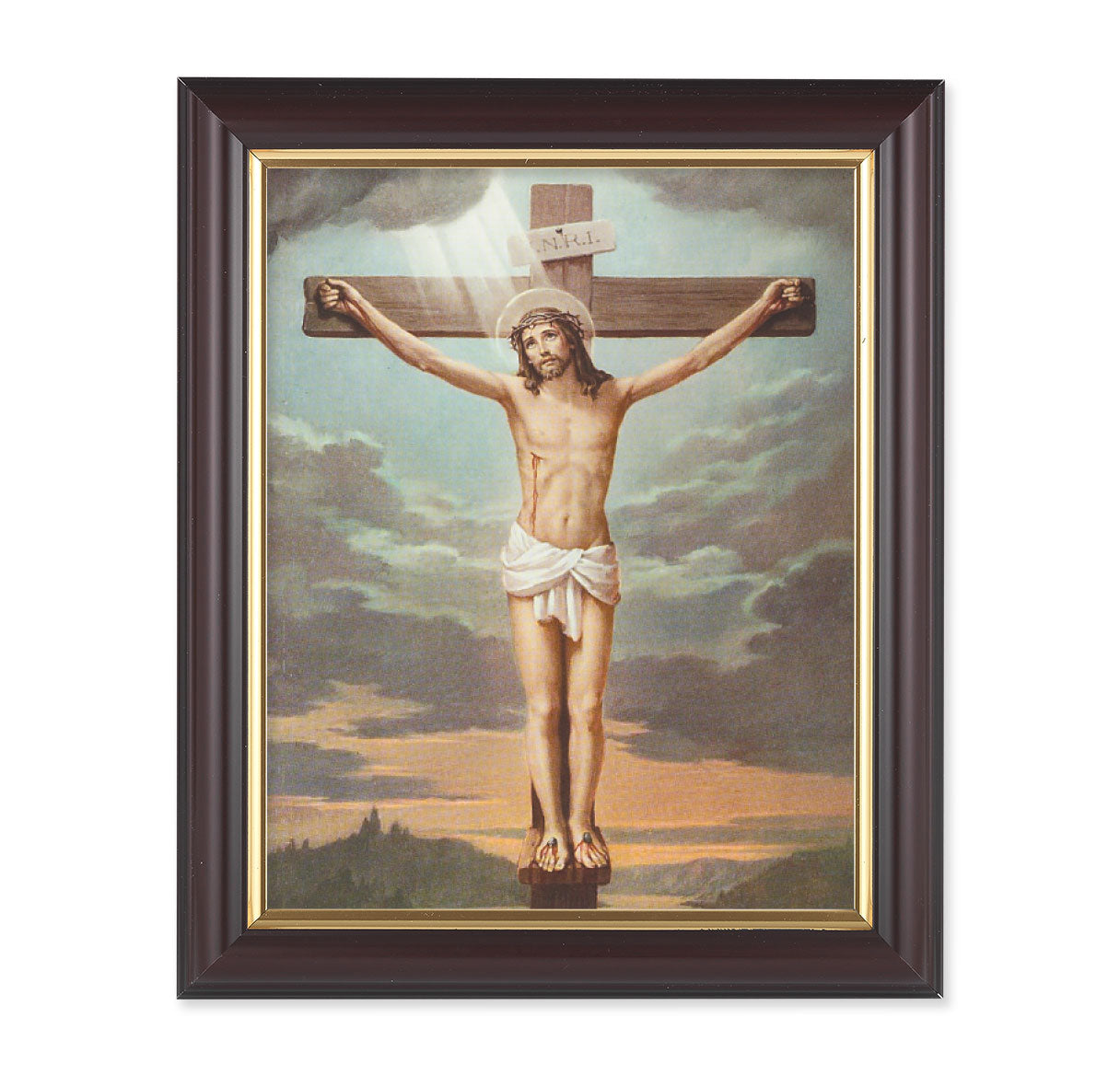 Crucifixion Walnut Framed Art