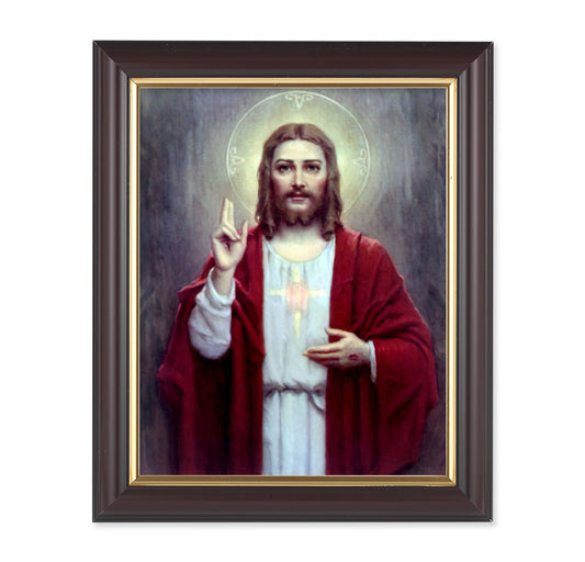 Sacred Heart of Jesus Walnut Framed Art