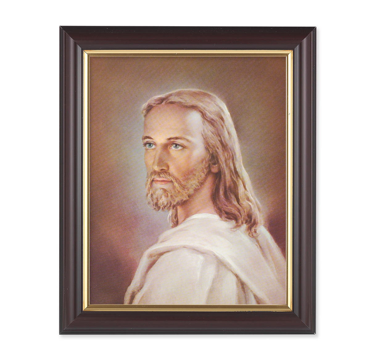 Head of Christ Walnut Framed Art