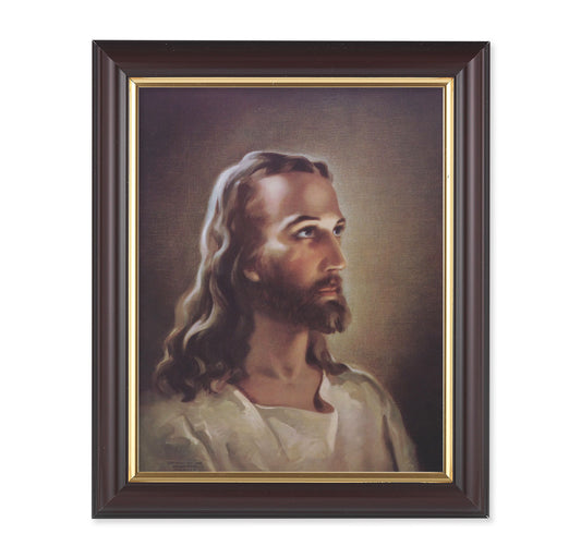 Head of Christ Walnut Framed Art