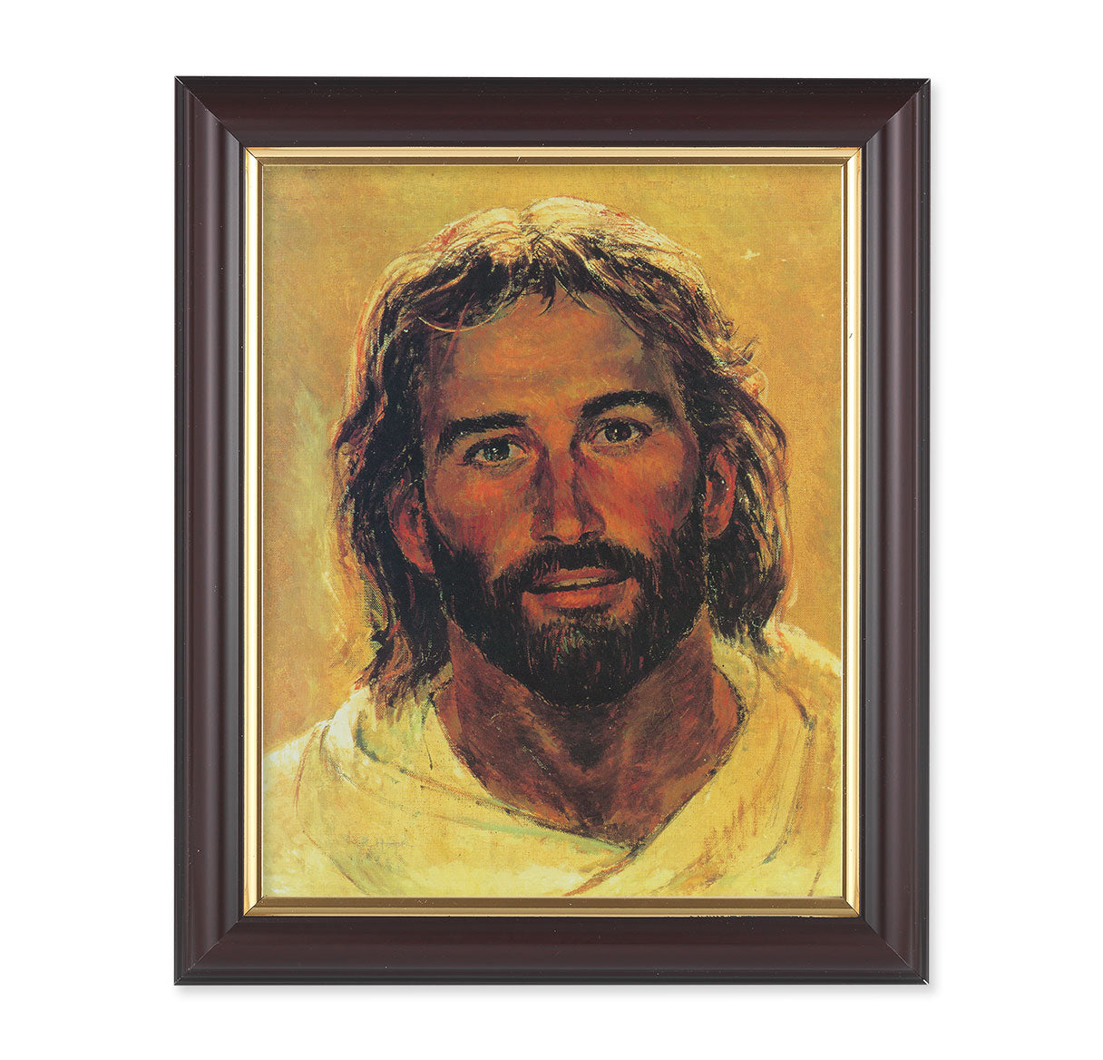 Head of Christ Walnut Framed Art