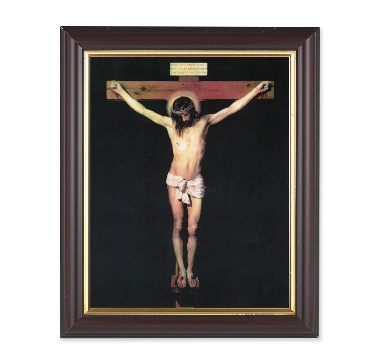 Crucifixion Walnut Framed Art