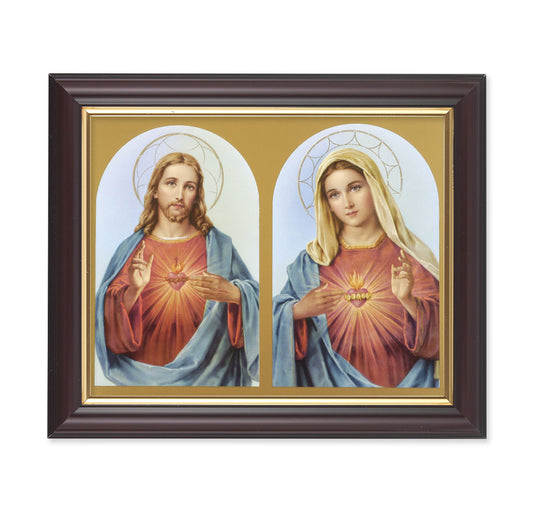 The Sacred Hearts Walnut Framed Art