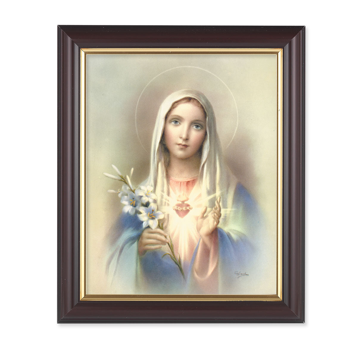 Immaculate Heart of Mary Walnut Framed Art