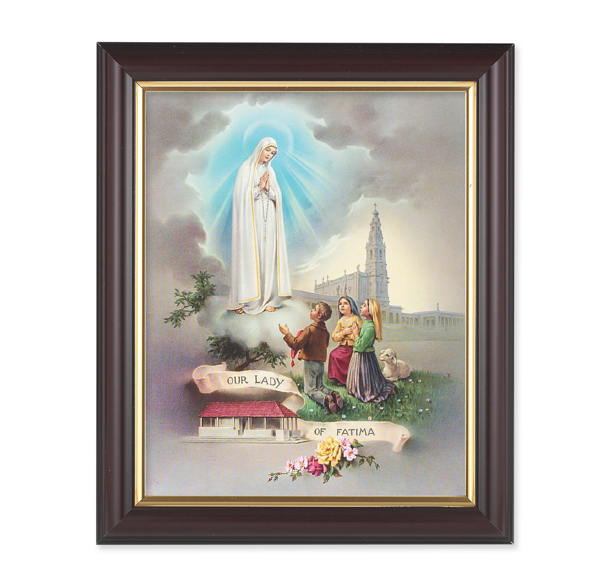 Our Lady of Fatima Walnut Framed Art