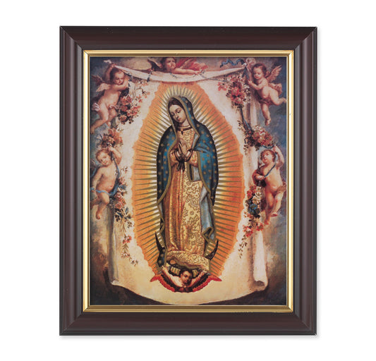 Our Lady of Guadalupe with Angels Walnut Framed Art