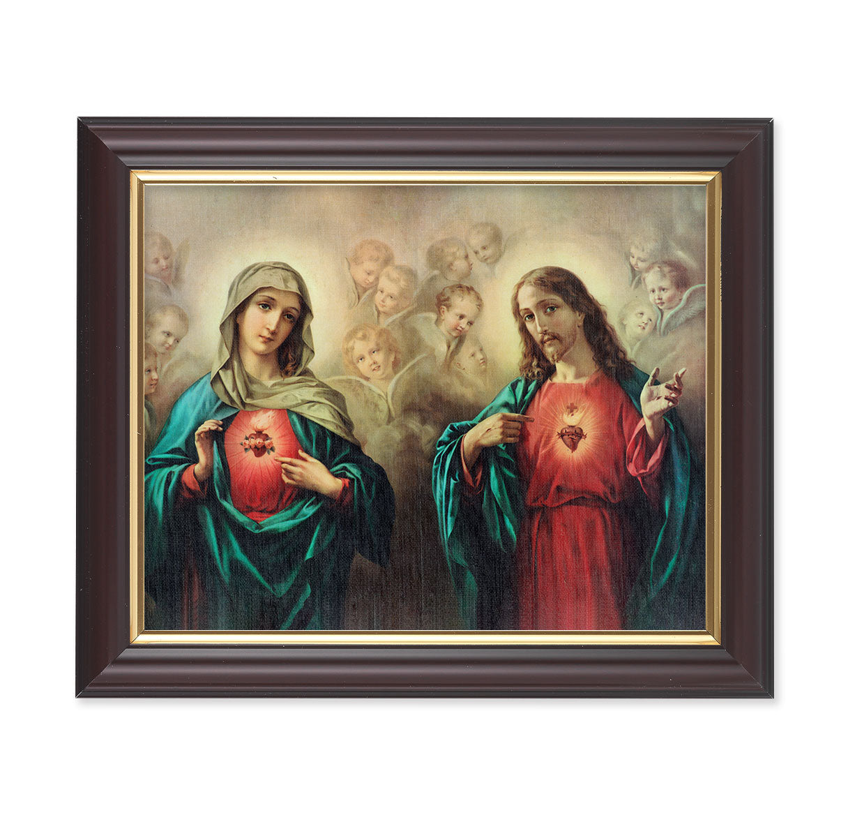 The Sacred Hearts Walnut Framed Art