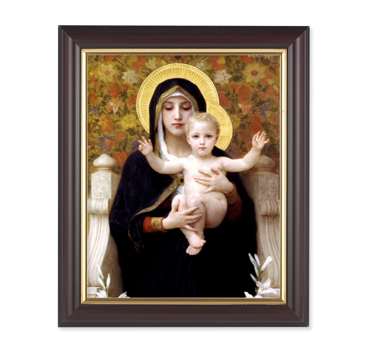 Madonna of the Lilies Walnut Framed Art