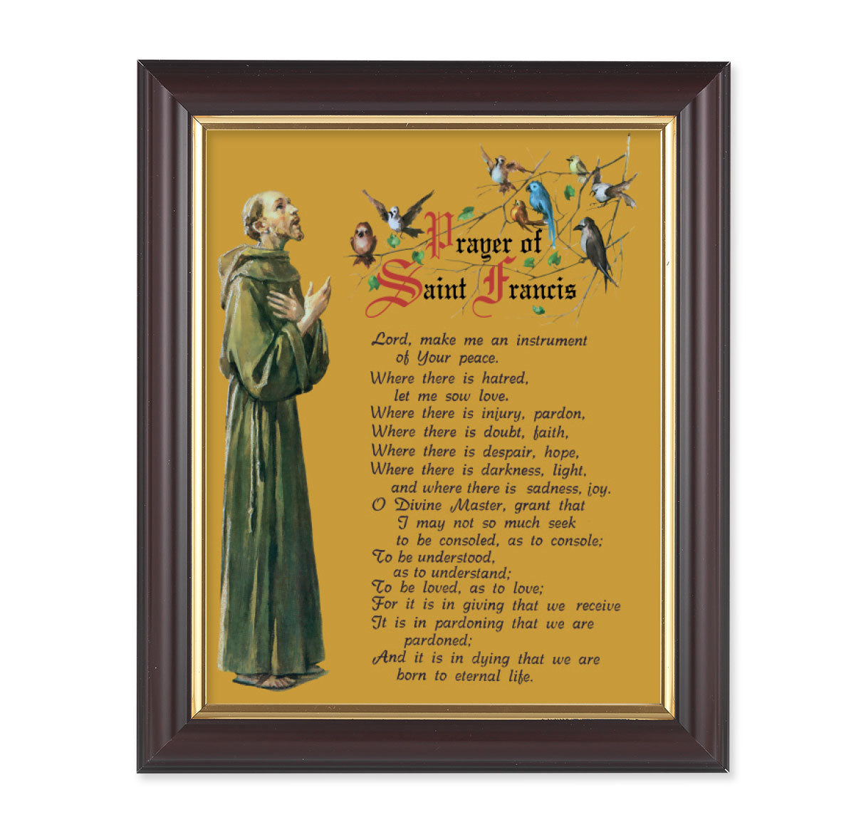 Prayer of St. Francis Walnut Framed Art