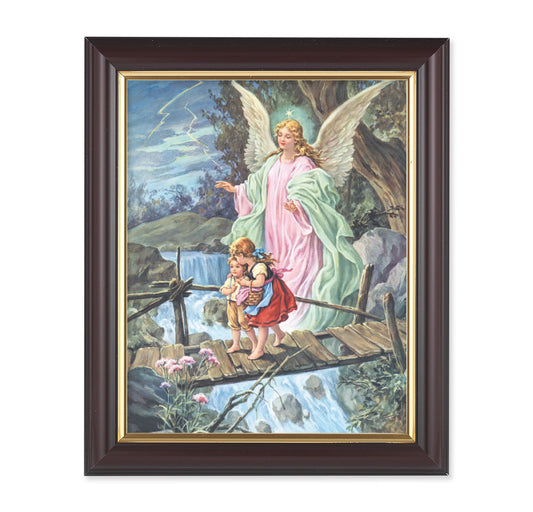 Guardian Angel Walnut Framed Art