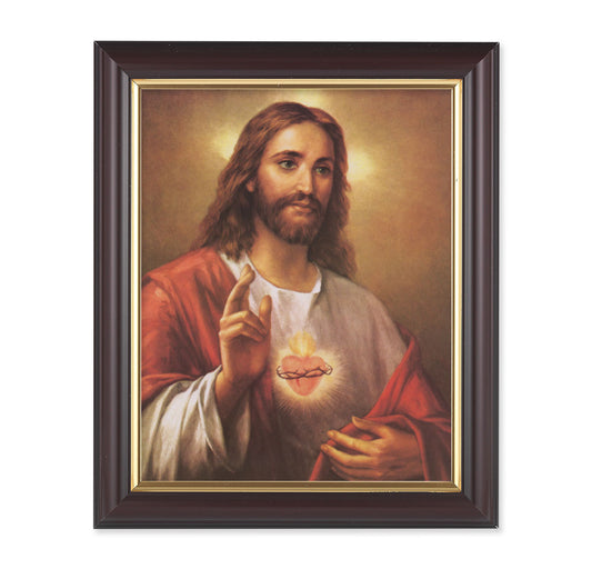 Sacred Heart of Jesus Walnut Framed Art