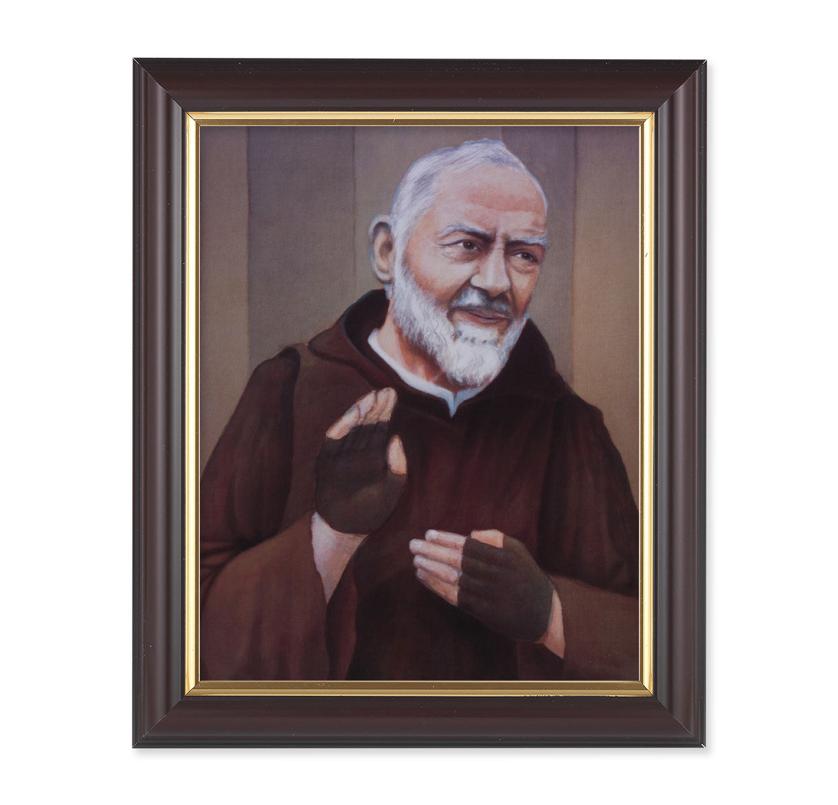 St. Pio Walnut Framed Art