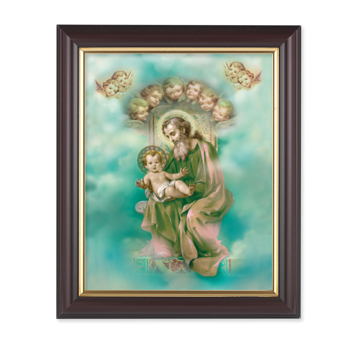 St. Joseph and Child Enthroned Walnut Framed Art