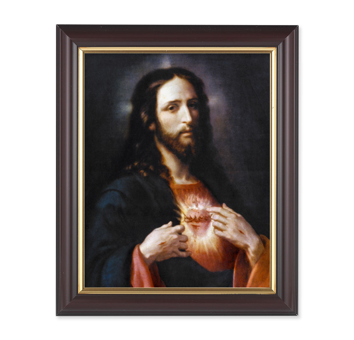 Sacred Heart of Jesus Walnut Framed Art