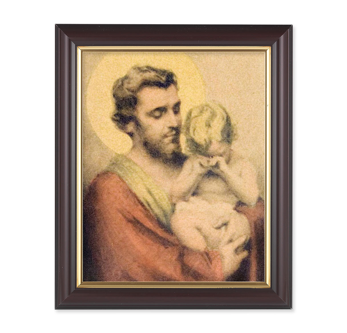 St. Joseph with Crying Jesus Walnut Framed Art