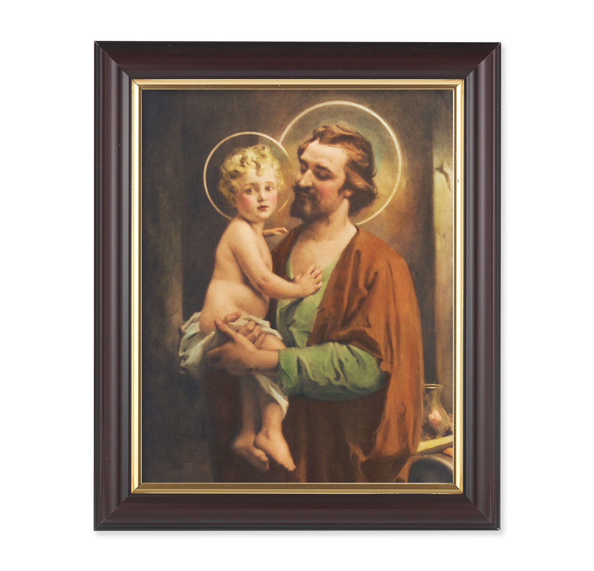 St. Joseph with Jesus Walnut Framed Art