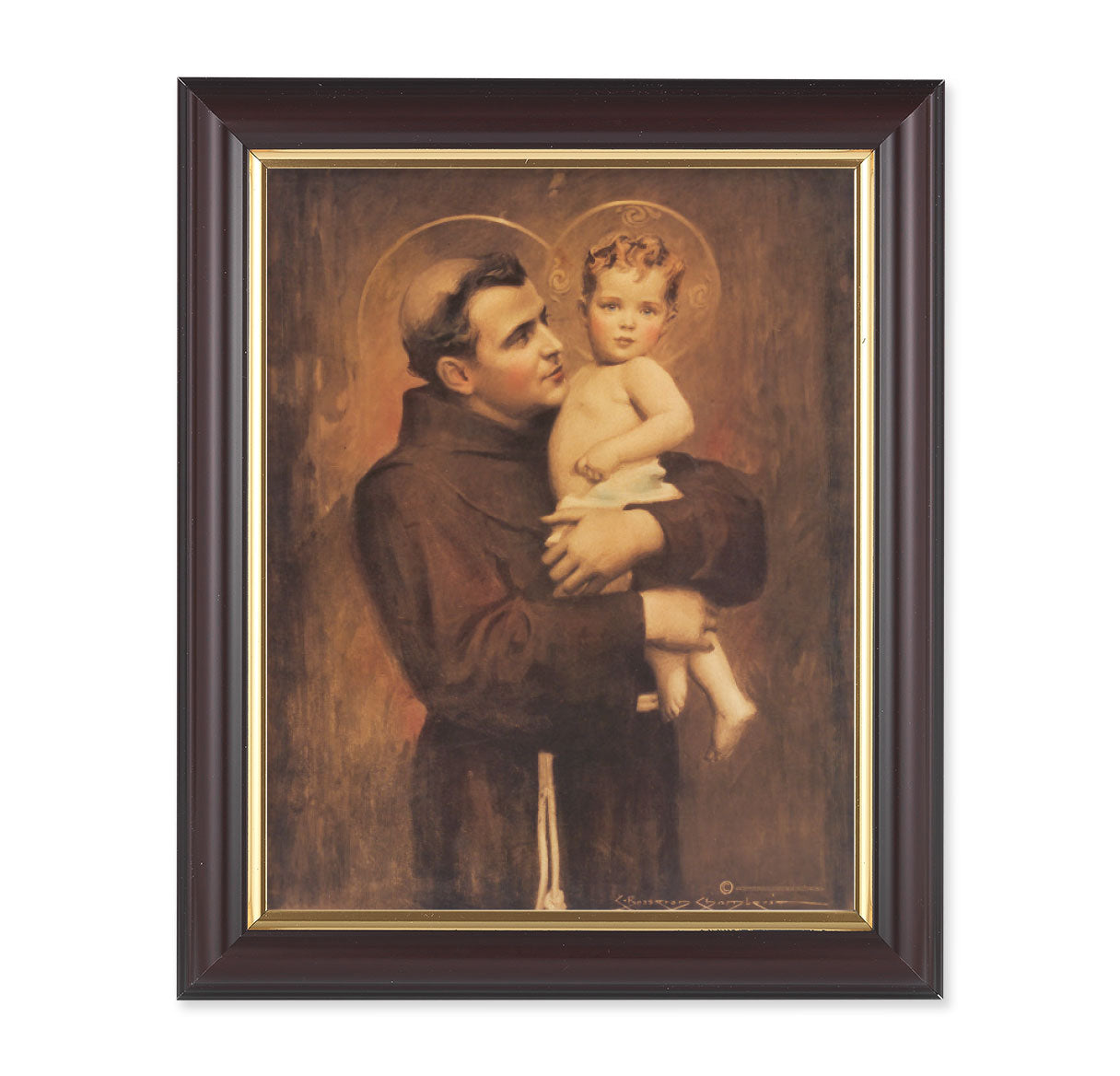 St. Anthony with Jesus Walnut Framed Art