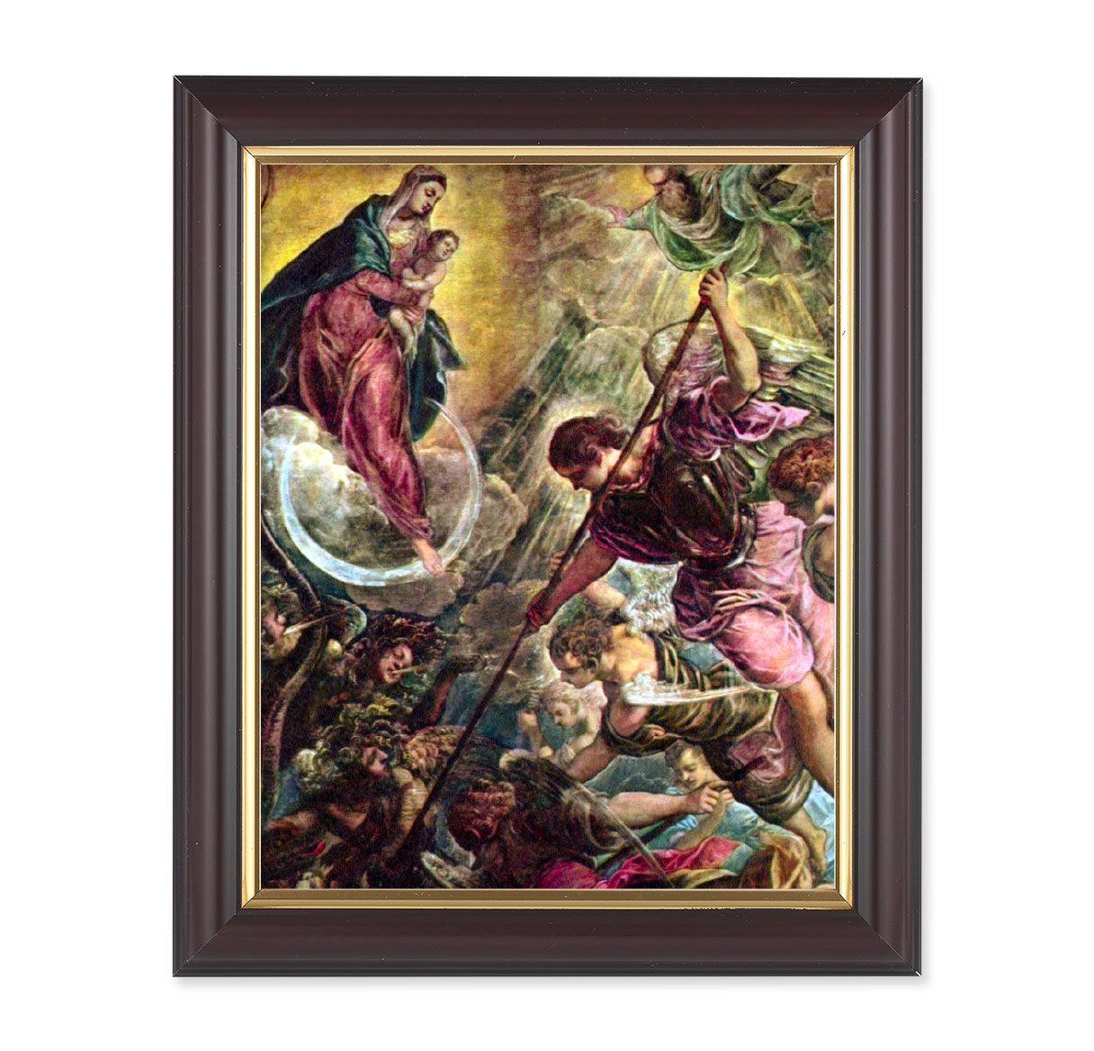 Battle of Archangel St. Michael Walnut Framed Art