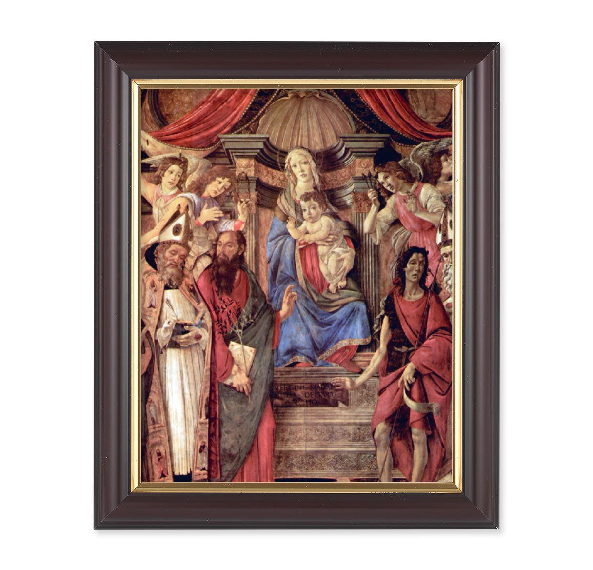Madonna Throne Angels and Saints Walnut Framed Art