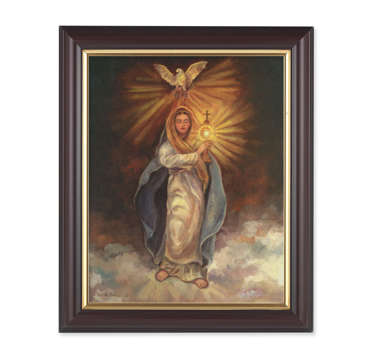 Mary with Monstrance Walnut Framed Art