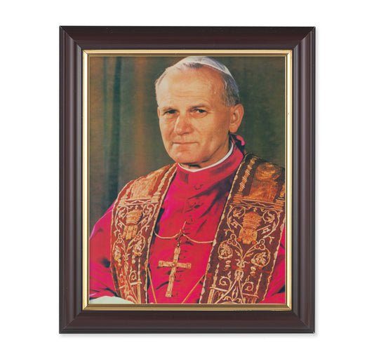 St. Pope John Paul II Walnut Framed Art