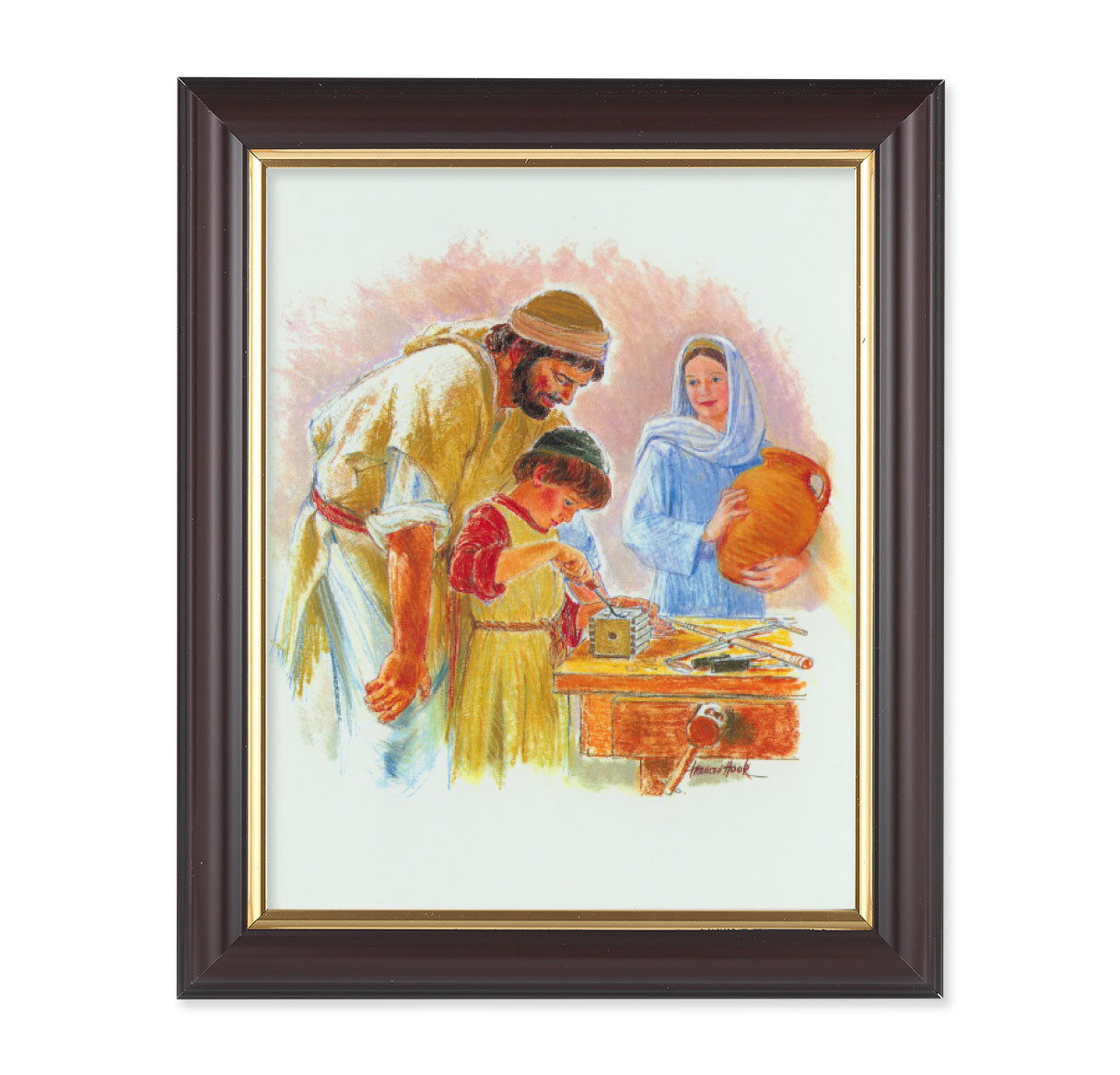 Jesus the Carpenter Walnut Framed Art