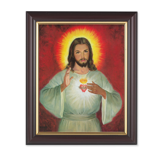Sacred Heart Walnut Framed Art