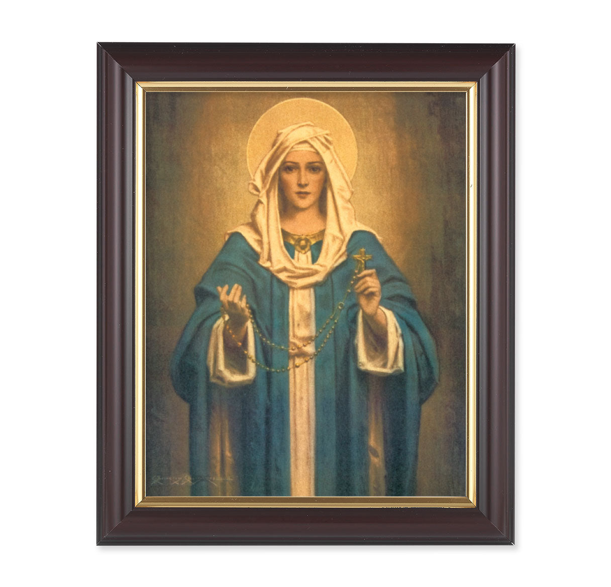 Our Lady of the Rosary Walnut Framed Art