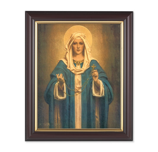 Our Lady of the Rosary Walnut Framed Art