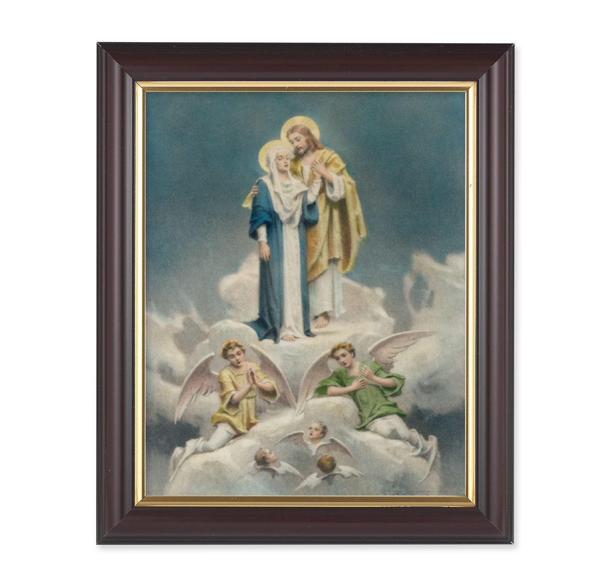 Jesus and Mary Walnut Framed Art