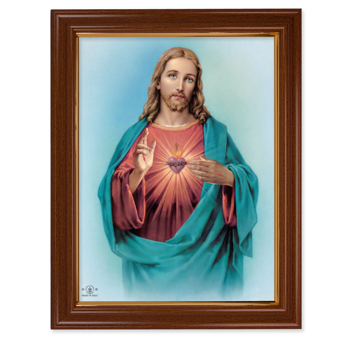 Sacred Heart of Jesus Walnut Finish Framed Art